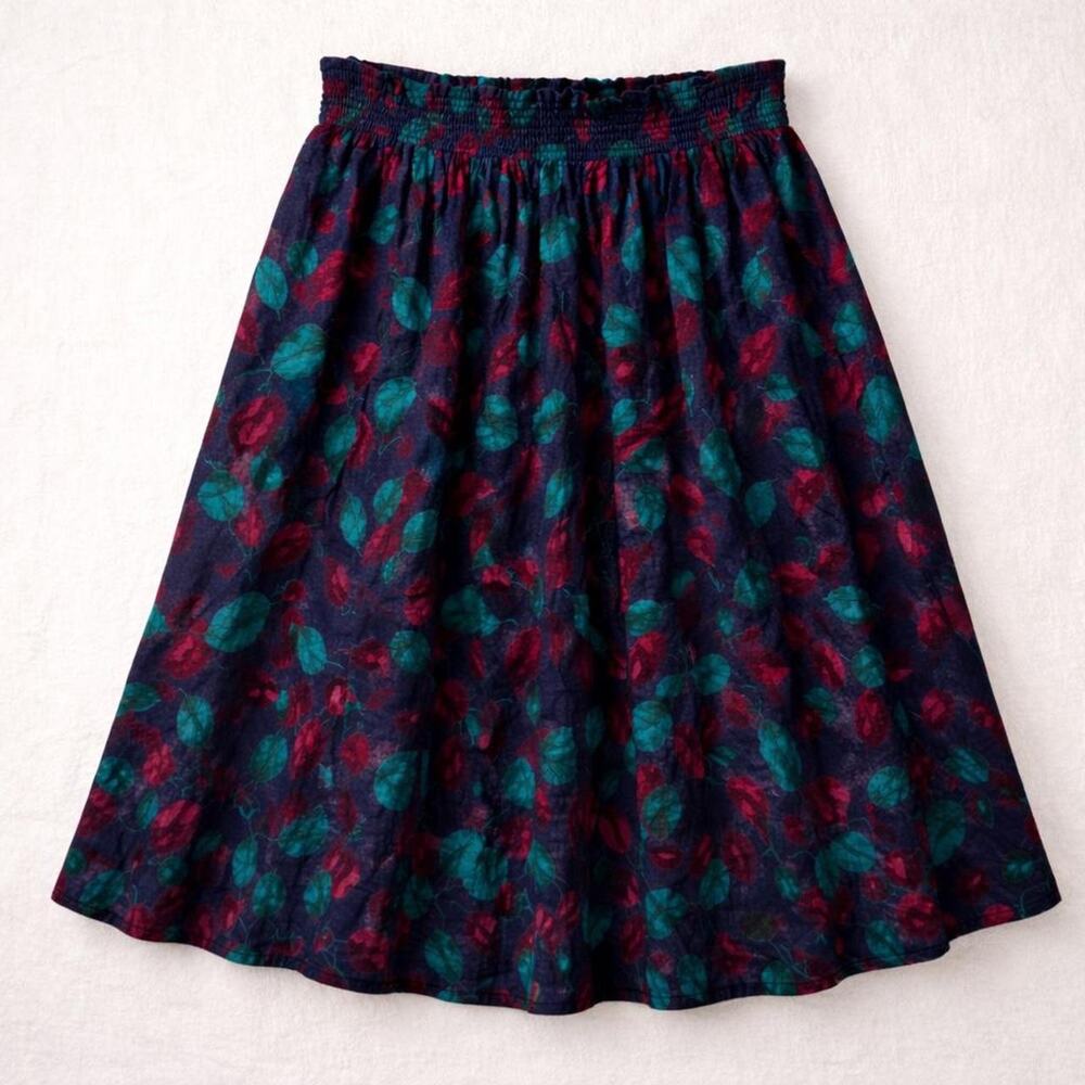 True Vintage‎ 60s 70s Skirt Dark Academia Leaves Dopamine Floral Nature Modest